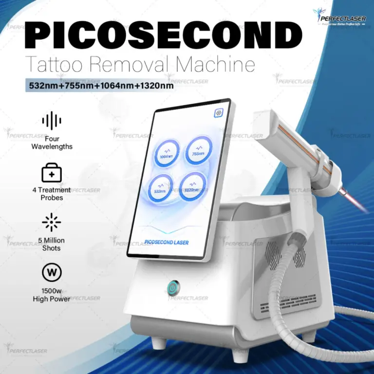 Portable 4 Wavelengths nd yag Laser Q Switched Picosecond Tattoo Removal Machine